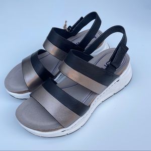 Premium Leather Colour Blocked Platform Sandal NWT